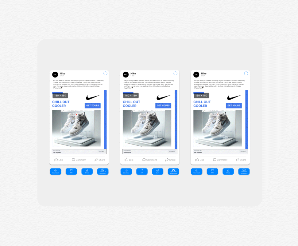 Gif displays how  you can resize any ad using AdGPT's AI ad generator.